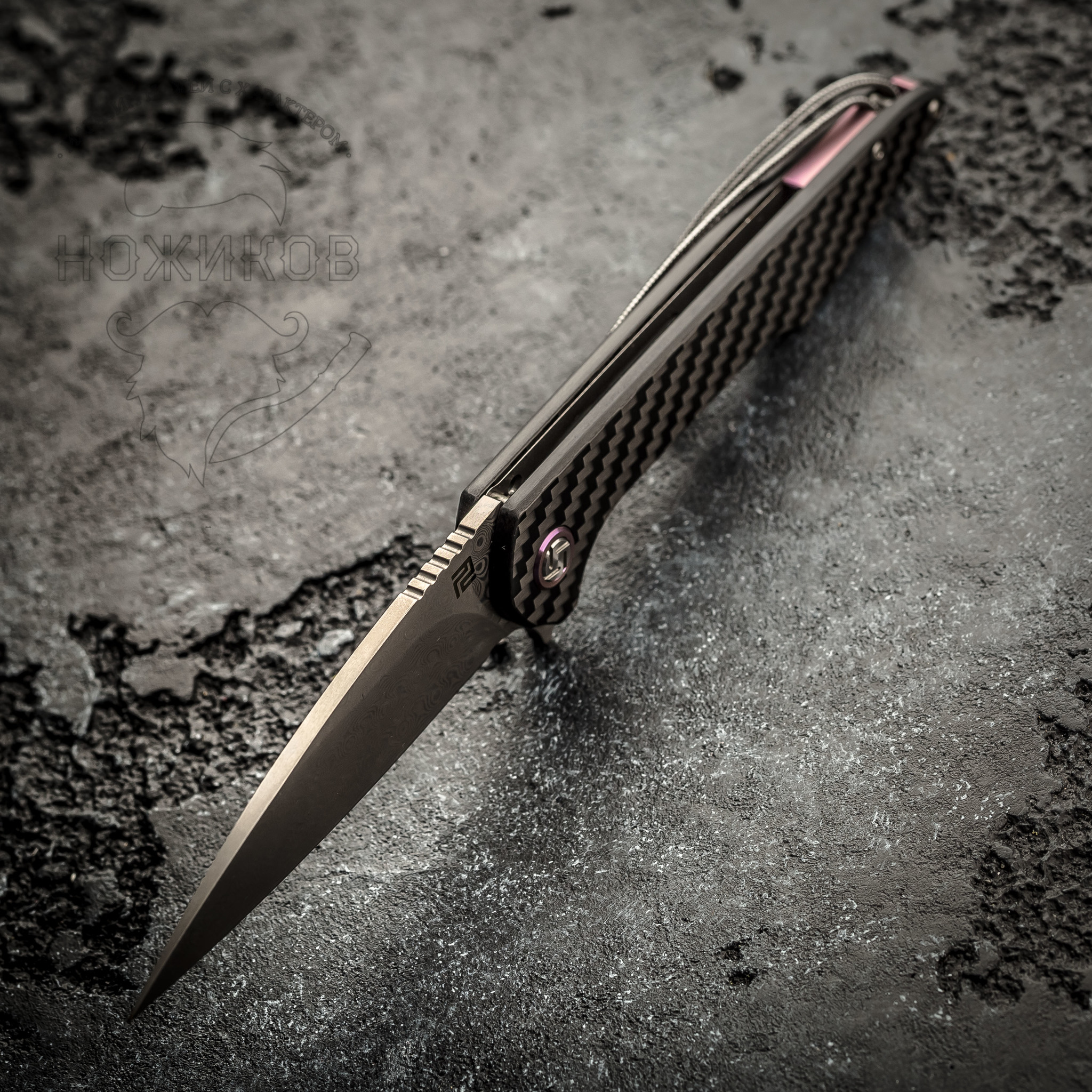 Складной нож Artisan Archeo, сталь Damascus, Carbon Fiber - фото 4