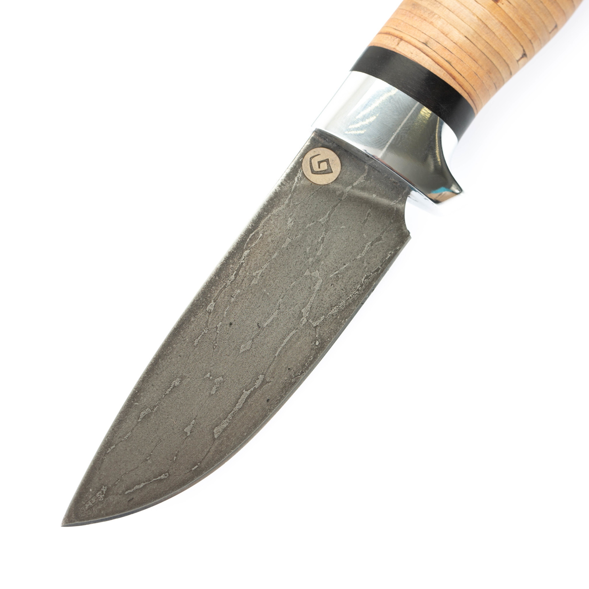 Нож разделочный, рукоять береста, булатная сталь - фото 2