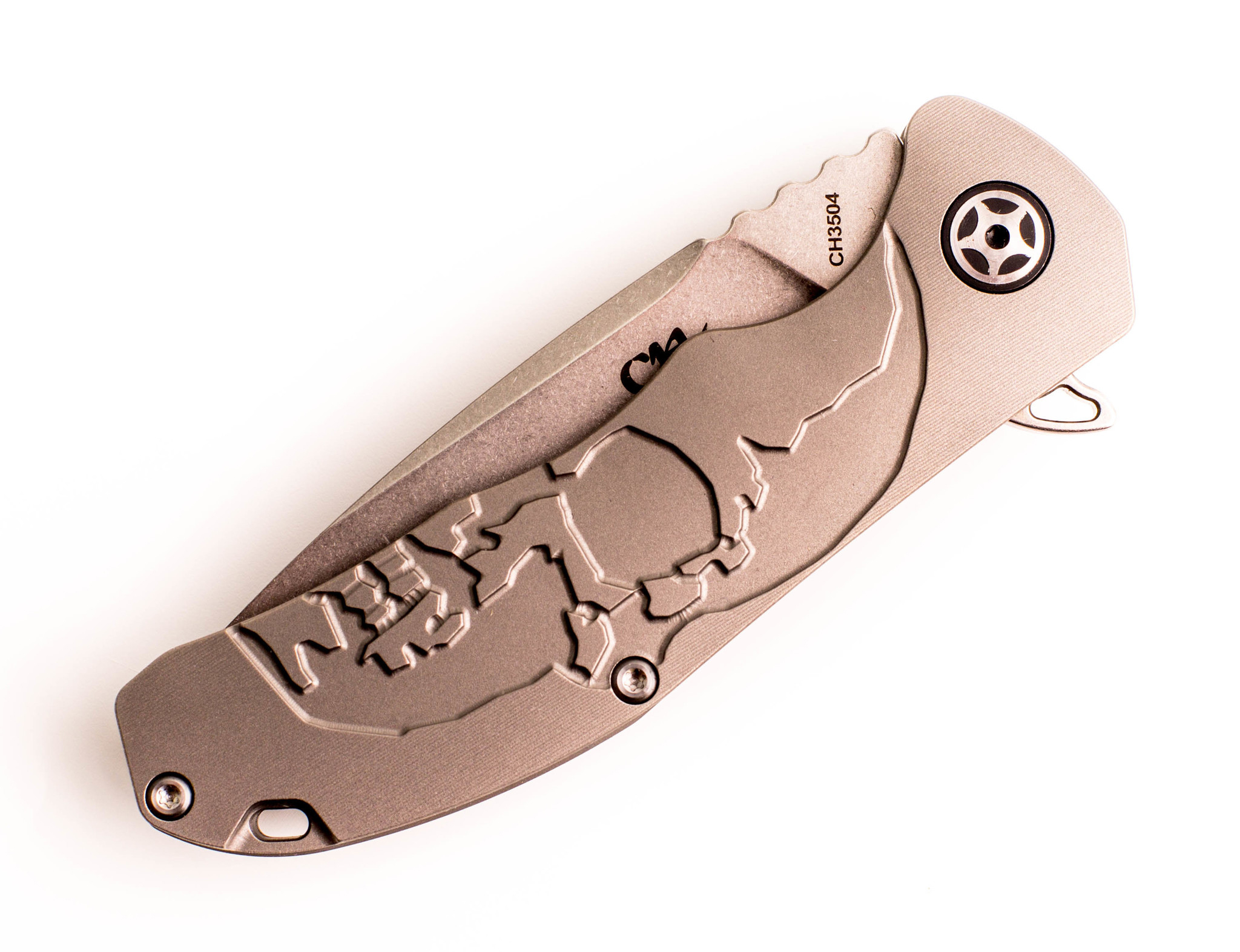 Складной нож CH3504 Limited Edition , сталь S35VN, Серый Череп - фото 2