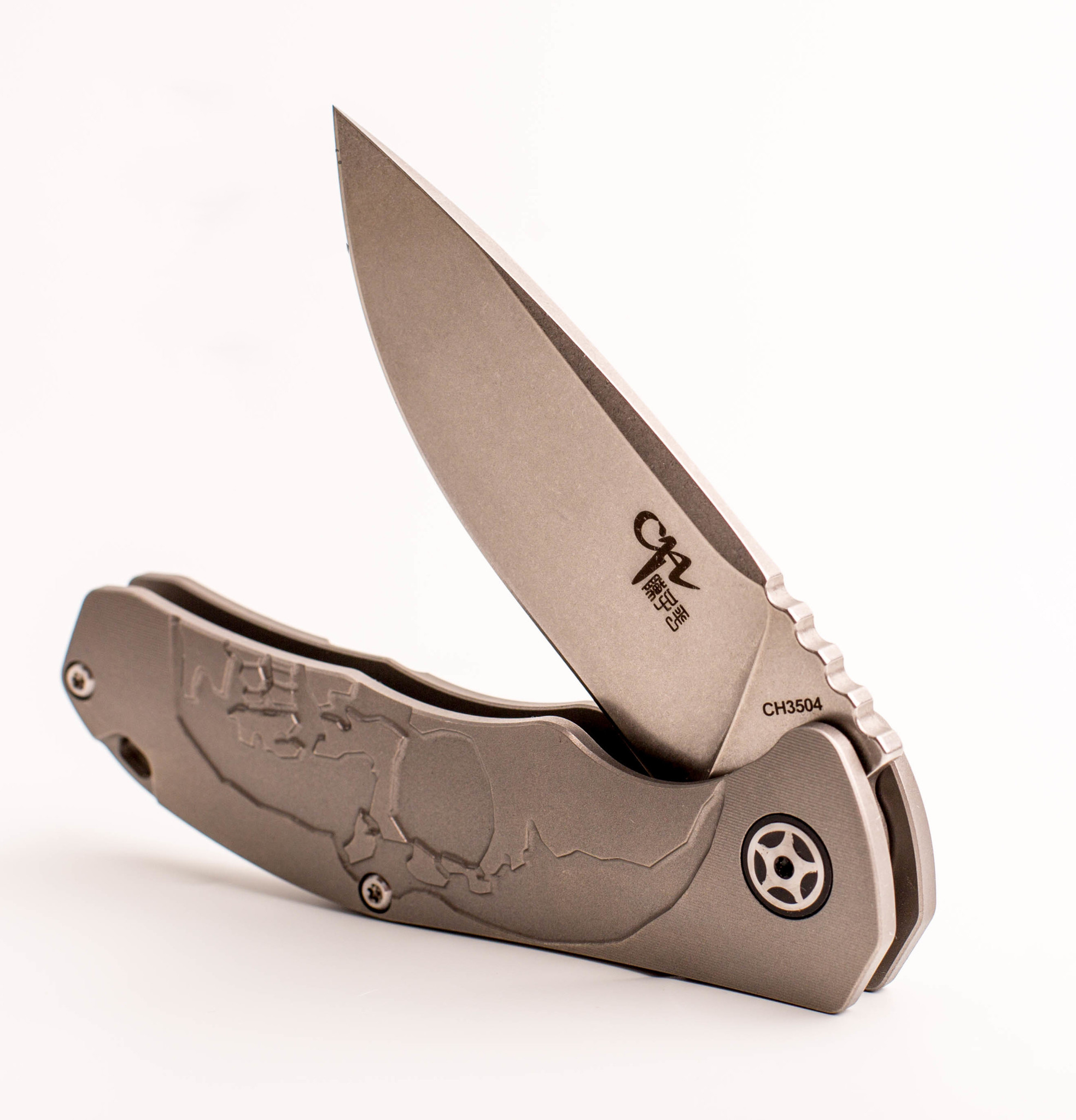 Складной нож CH3504 Limited Edition , сталь S35VN, Серый Череп - фото 3