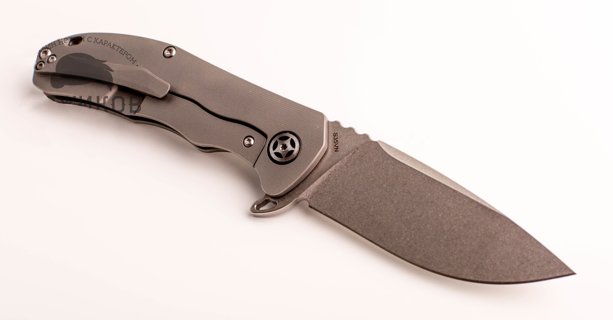 Складной нож CH3504 Limited Edition , сталь S35VN, Серый Череп - фото 4