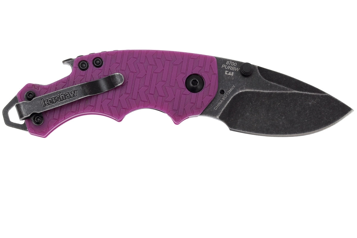 Нож складной Shuffle - KERSHAW 8700PURBW, сталь 8Cr13MoV c покрытием BlackWash™, рукоять текстурированный термопластик GFN фиолетового цвета - фото 3