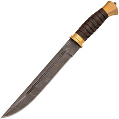 Фото Нож Пластунский в ножнах, сталь дамаск