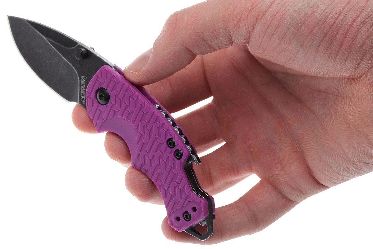 Нож складной Shuffle - KERSHAW 8700PURBW, сталь 8Cr13MoV c покрытием BlackWash™, рукоять текстурированный термопластик GFN фиолетового цвета - фото 10