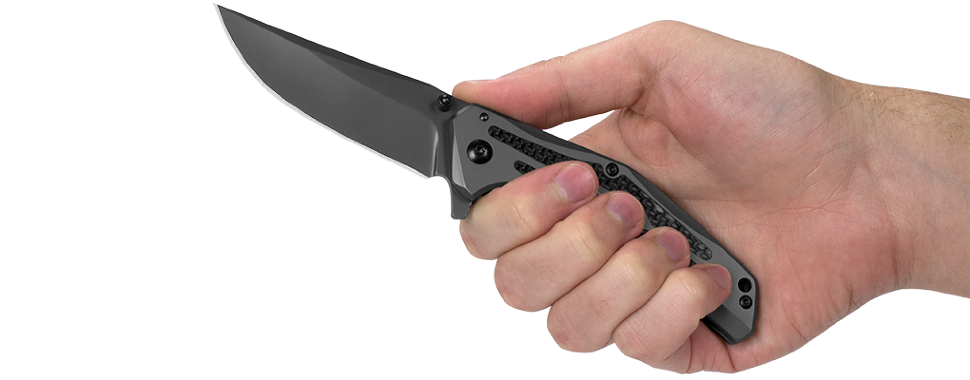 Складной полуавтоматический нож Kershaw Duojet K8300, сталь 8Cr13MoV, рукоять нержавеющая сталь/карбон - фото 9