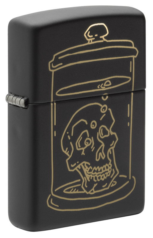 Зажигалка ZIPPO Black Matte Skull Design, латунь, 3,81х1,27x5,72 cм - фото 1