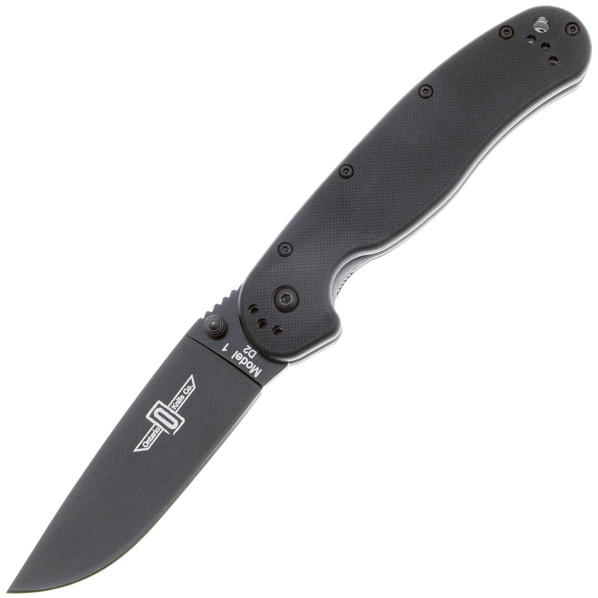 Нож складной Ontario RAT-1, сталь D2, рукоять термопластик GRN, black складной нож ontario joe pardue utilitac ii black tanto blade highly textured handle