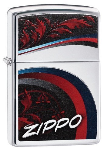 Зажигалка ZIPPO Classic с рисунком,покрытие High Polish Chrome, латунь/сталь, серебристая, 36x12x56 мм