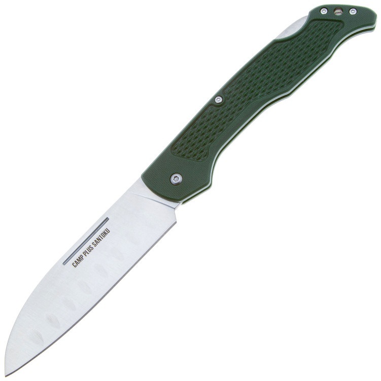 Нож складной Ontario Camp Plus Santoku Lockback, сталь AUS-8, рукоять полимер, dark green