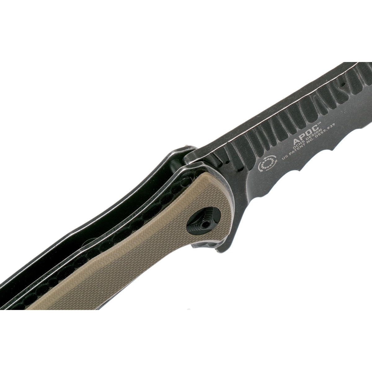 фото Складной нож crkt apoc, клинок stonewash serrated, сталь 8cr13mov, рукоять g10
