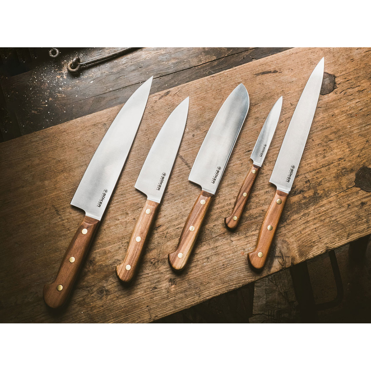 Кухонный шеф-нож Boker Cottage-Craft Chef's Small, 165 мм, сталь С75, рукоять сливовое дерево - фото 2