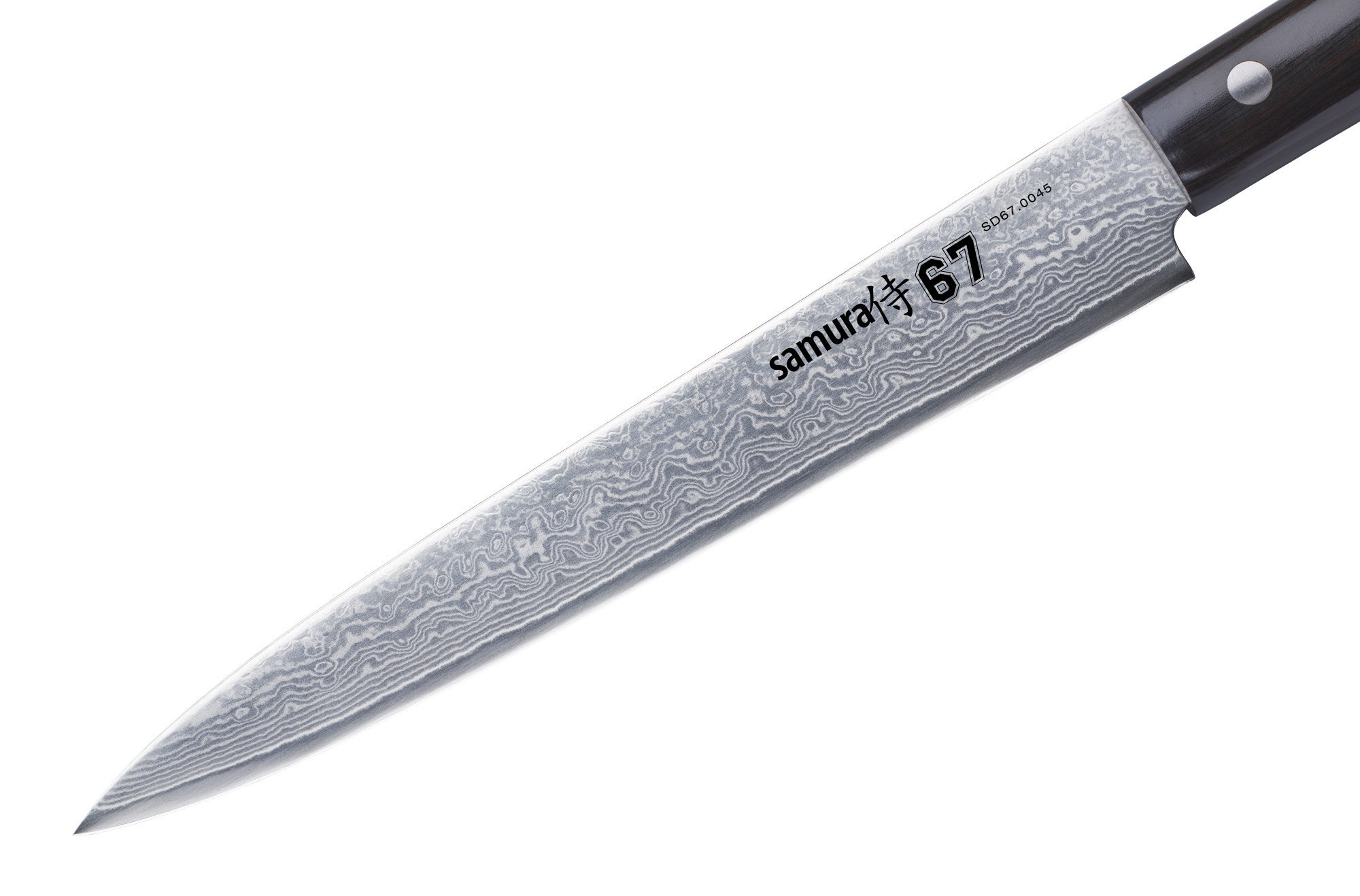 Нож кухонный "Samura 67" для нарезки  195 мм, дамаск 67 слоев, черная пакка от Ножиков