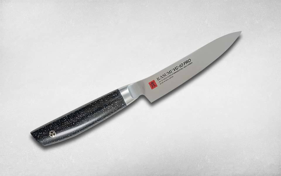 Нож кухонный универсальный VG10 PRO 120 мм, Kasumi, 52012, сталь VG-10, искусственный мрамор, чёрный
