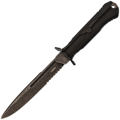 Фото Тактический нож Mr.Blade Leshiy serrated blackwash, сталь AUS-8, рукоять Black Elastron