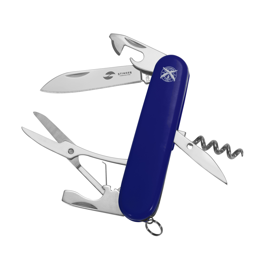 Нож перочинный Stinger, 90 мм, 11 функций, синий нож перочинный