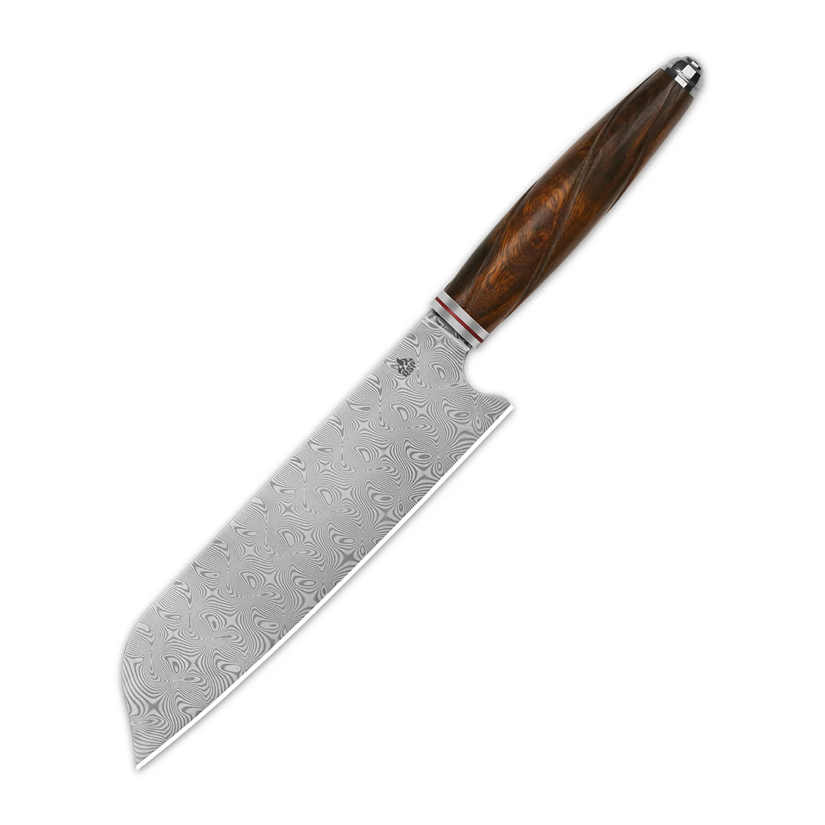 Поварской кухонный нож Сантоку QSP Mulan Series, сталь дамаск, рукоять дерево айронвуд нож сантоку hausmade