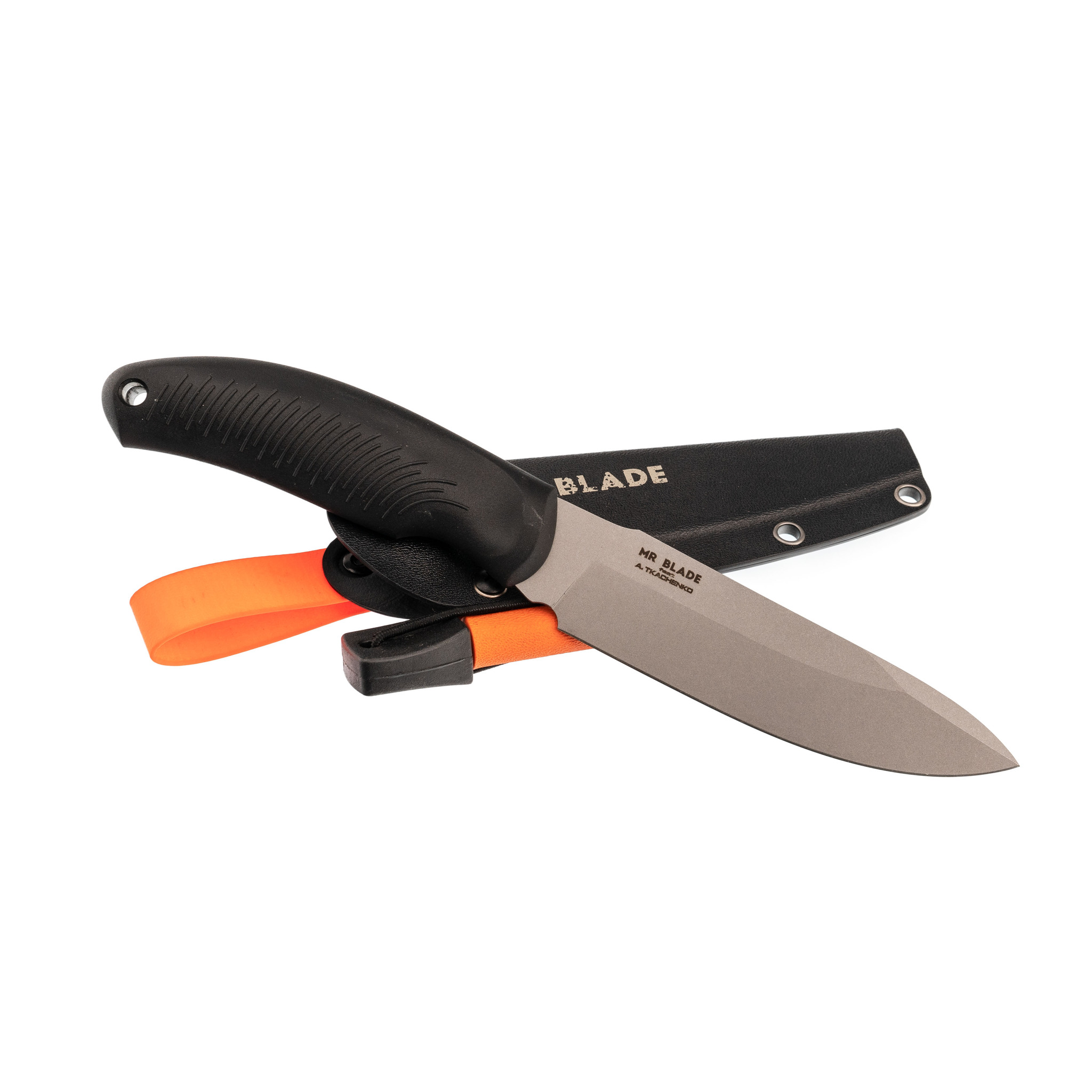 Нож Mr.Blade Orca orange + огниво, сталь 95х18, рукоять эластрон - фото 5