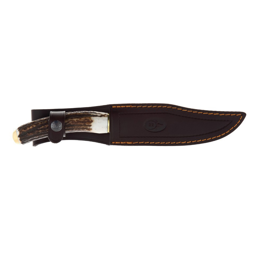 фото Нож с фиксированным клинком muela, сталь x50crmov15, рукоять резной олений рог