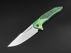 Фото Складной нож TUOTOWN Guerrero, сталь M390, рукоять Green Crystal Ti/Green Carbon Fiber