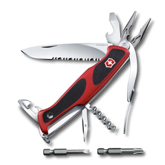 Фото Нож перочинный Victorinox RangerGrip 174 Handyman, сталь X55CrMo14, рукоять термоэластопласт, красно-чёрный