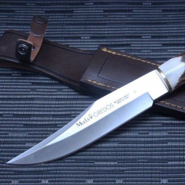 фото Нож с фиксированным клинком muela gredos, сталь x50crmov15, рукоять резной олений рог, в чехле