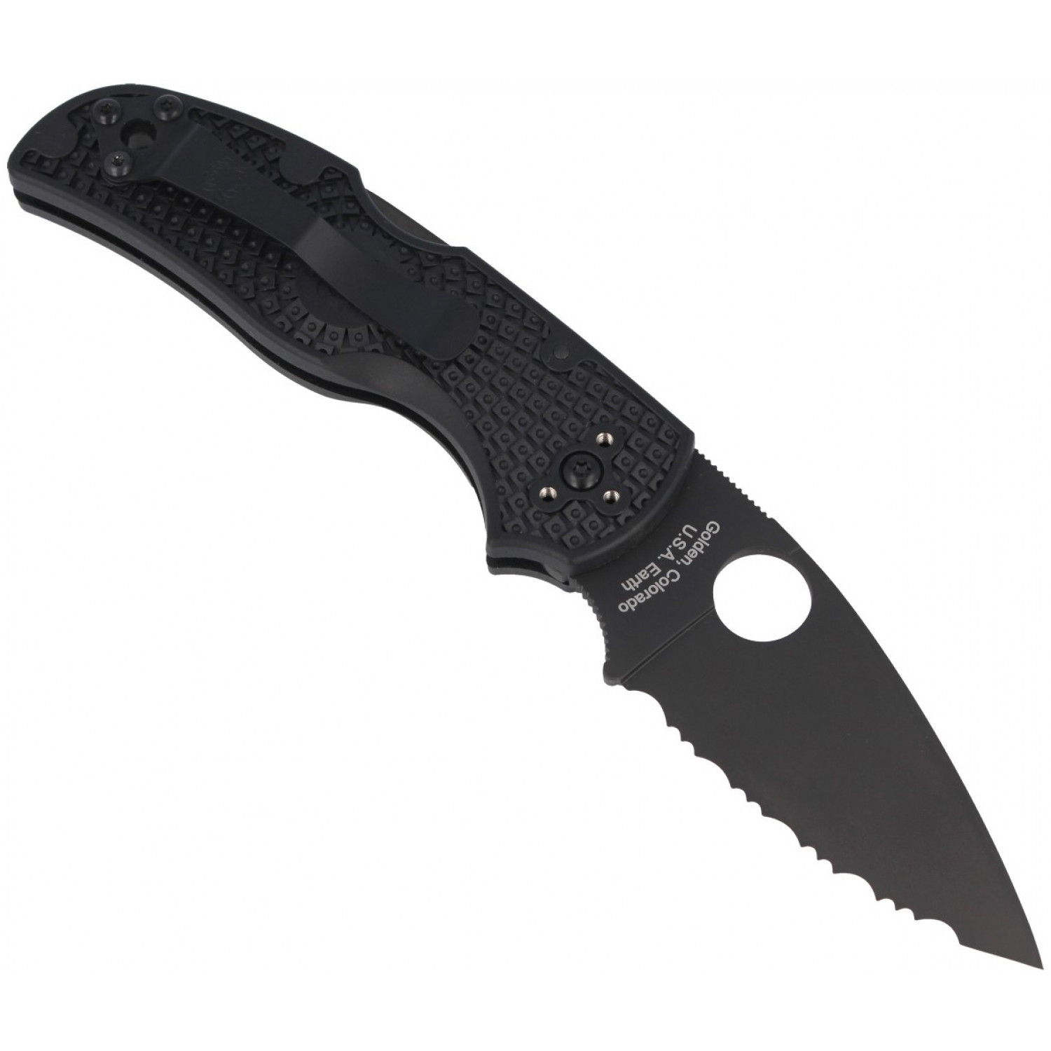 Нож складной Native® 5 Lightweight Spyderco 41SBBK5, сталь СРМ® S30V Black DLC-Coated Serrated, рукоять термопластик FRN, чёрный - фото 7