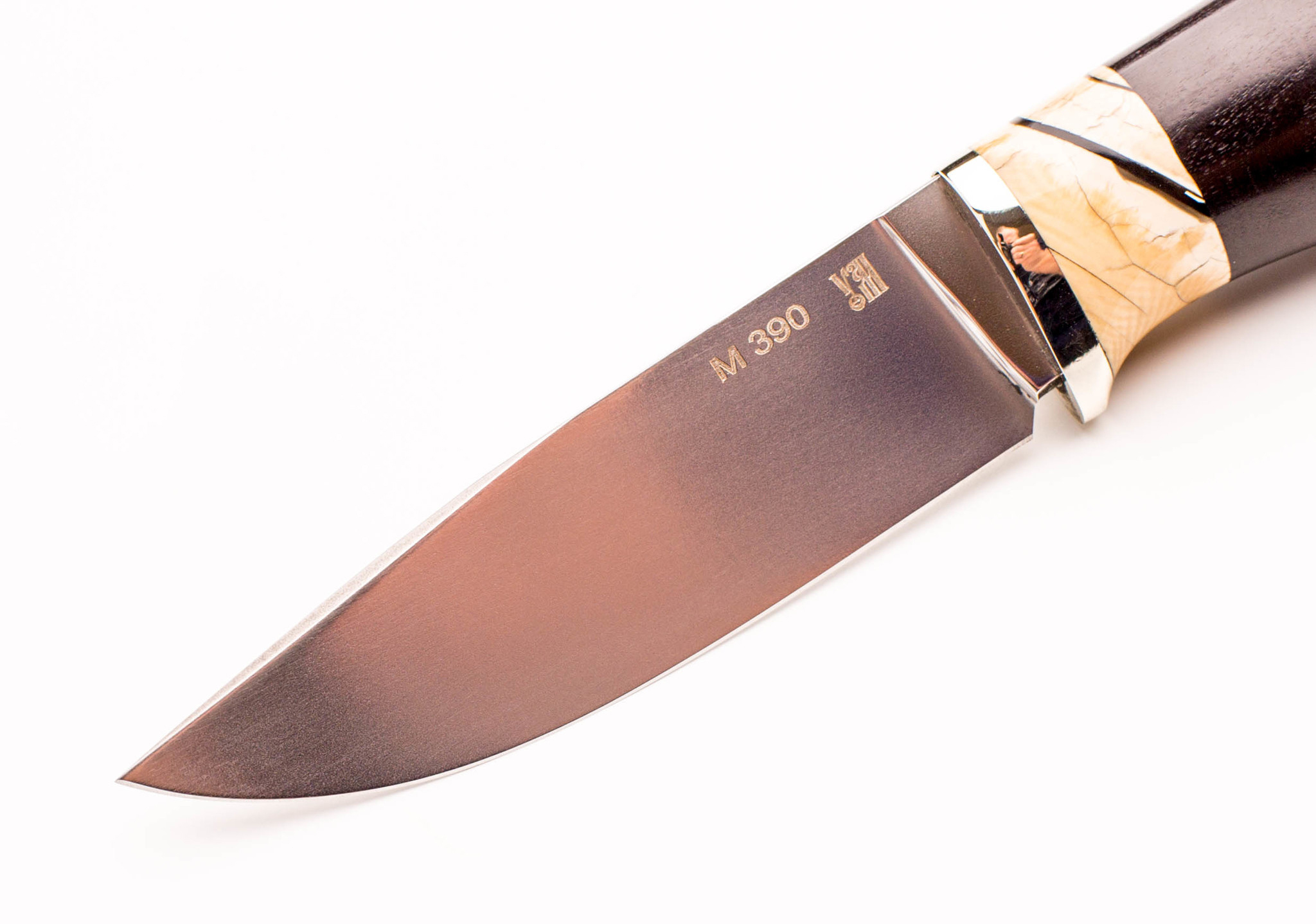 Нож Городской, сталь M390, рукоять граб, вставка зуб мамонта - фото 3