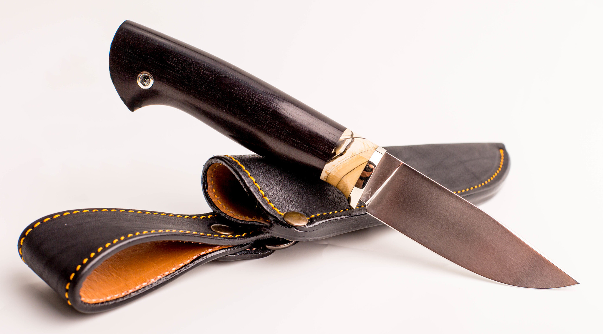 Нож Городской, сталь M390, рукоять граб, вставка зуб мамонта - фото 4