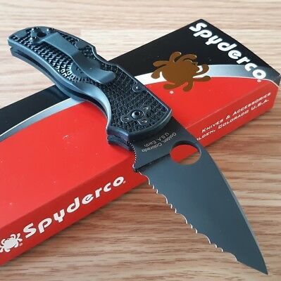 Нож складной Native® 5 Lightweight Spyderco 41SBBK5, сталь СРМ® S30V Black DLC-Coated Serrated, рукоять термопластик FRN, чёрный от Ножиков