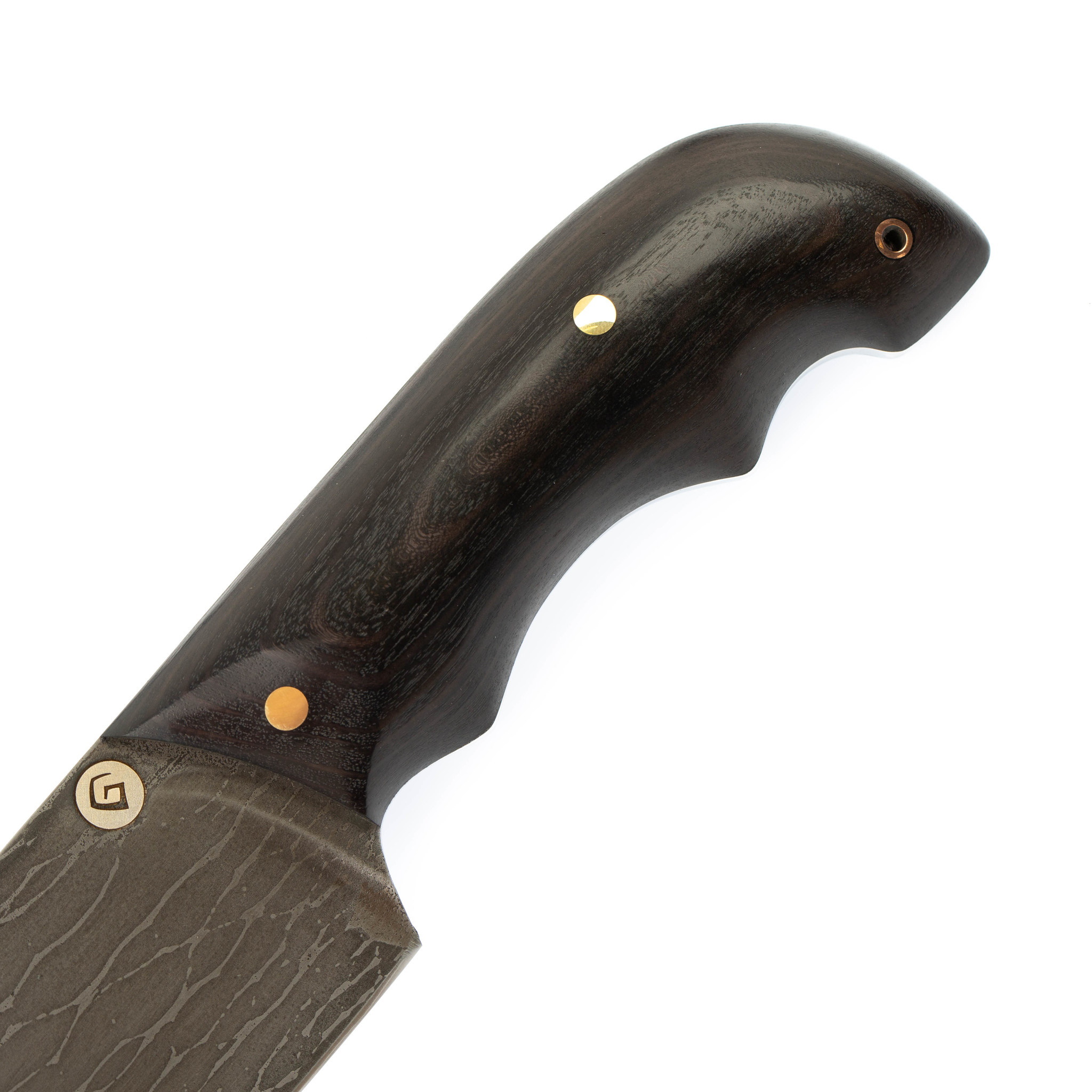 Нож цельнометаллический шкуросъемный, рукоять граб, булатная сталь - фото 2