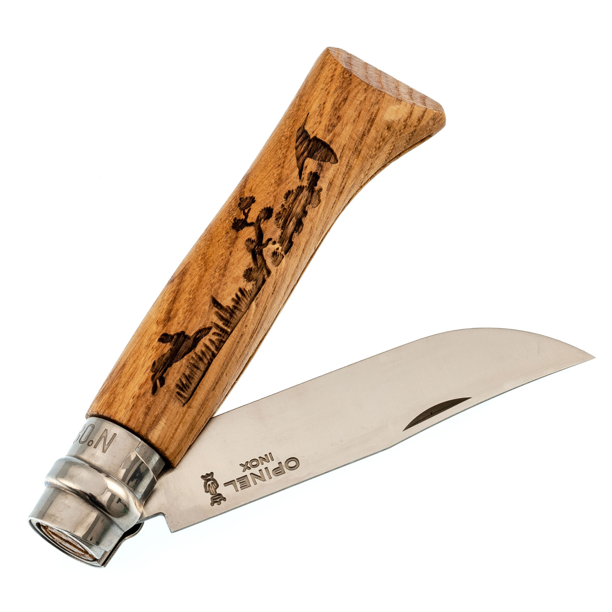 Складной нож Opinel №8, нержавеющая сталь, рукоять дуб, гравировка заяц, 002333 - фото 5