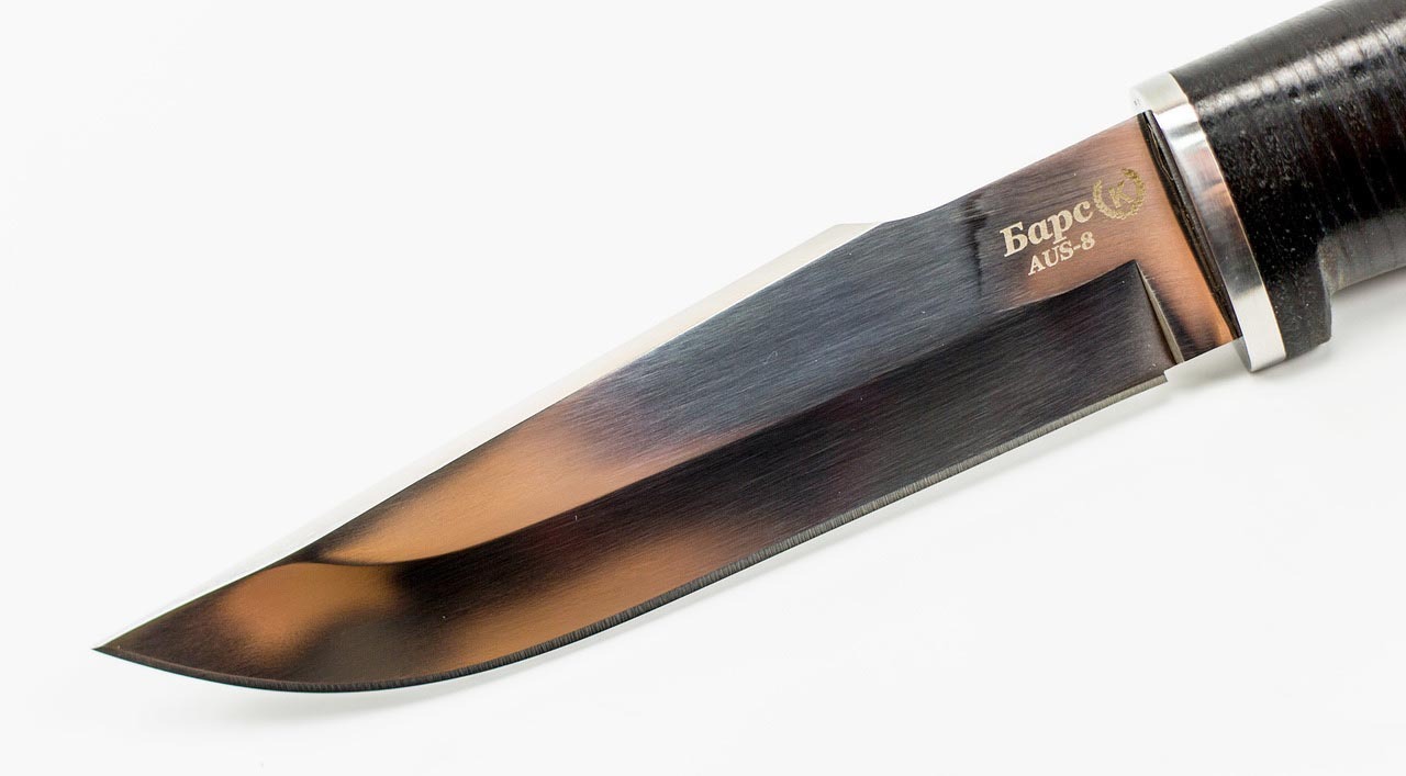 Нож Барс с кожаной рукоятью  AUS-8, Кизляр - фото 2