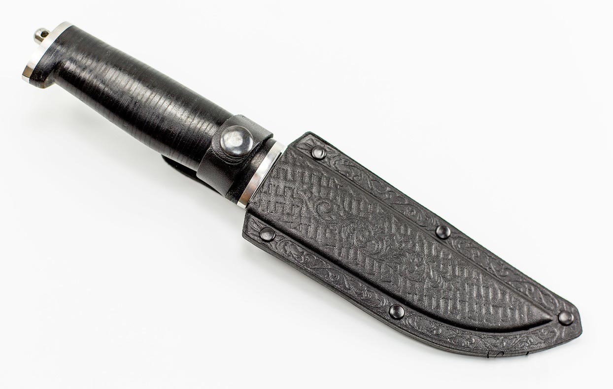 Нож Барс с кожаной рукоятью  AUS-8, Кизляр - фото 4