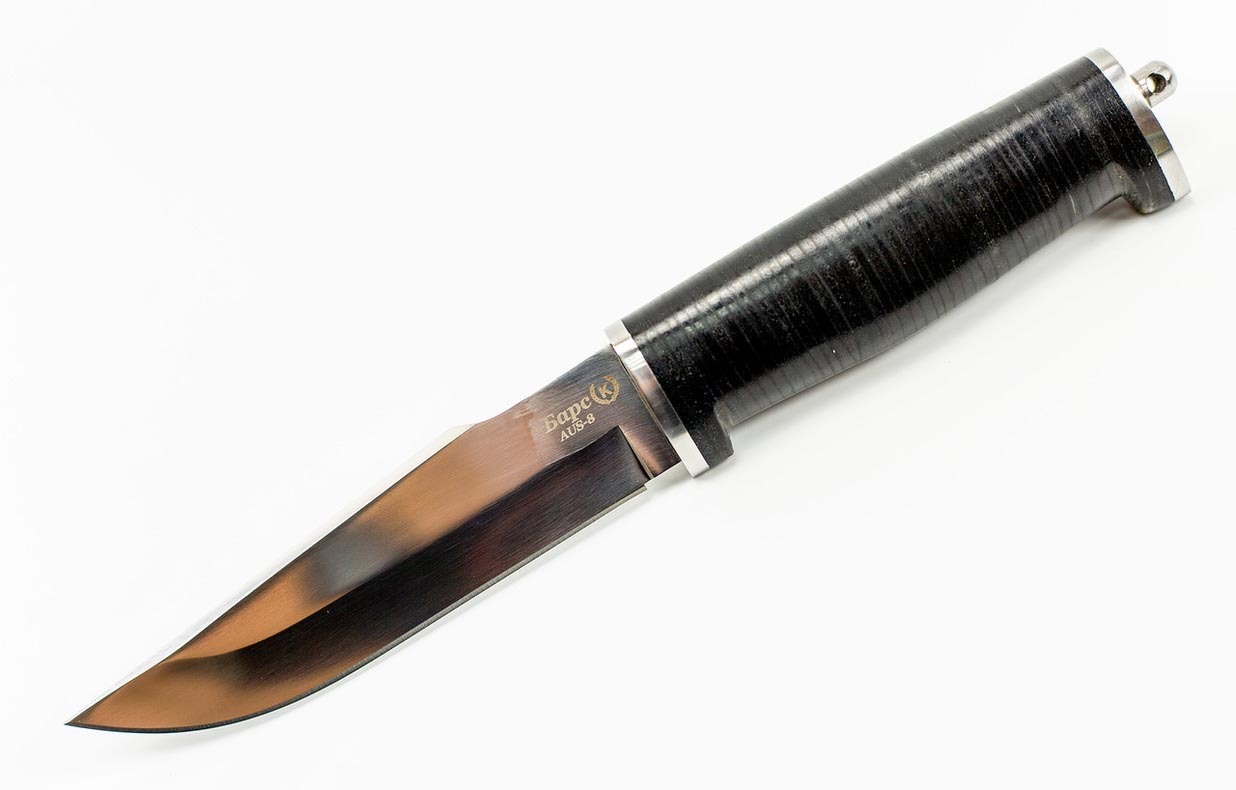 Нож Барс с кожаной рукоятью  AUS-8, Кизляр - фото 5