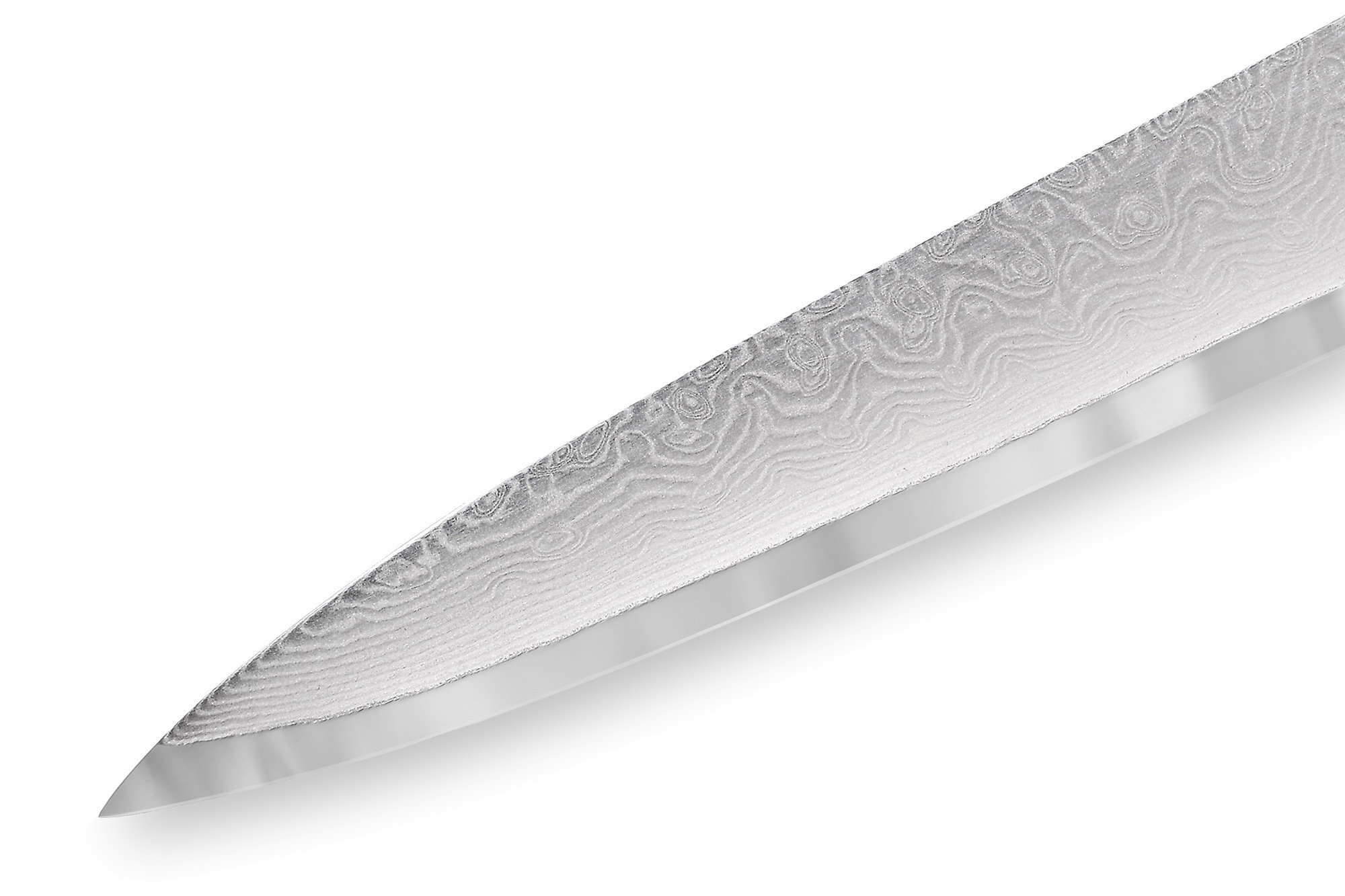 Нож кухонный "Samura 67" для нарезки  195 мм, дамаск 67 слоев, микарта от Ножиков