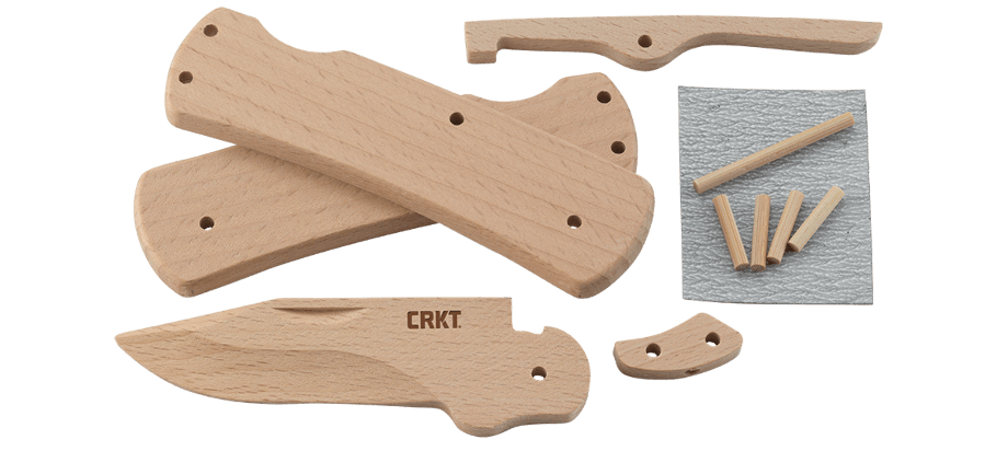 фото Нож складной деревянный crkt nathan's knife kit, клинок и рукоять бук