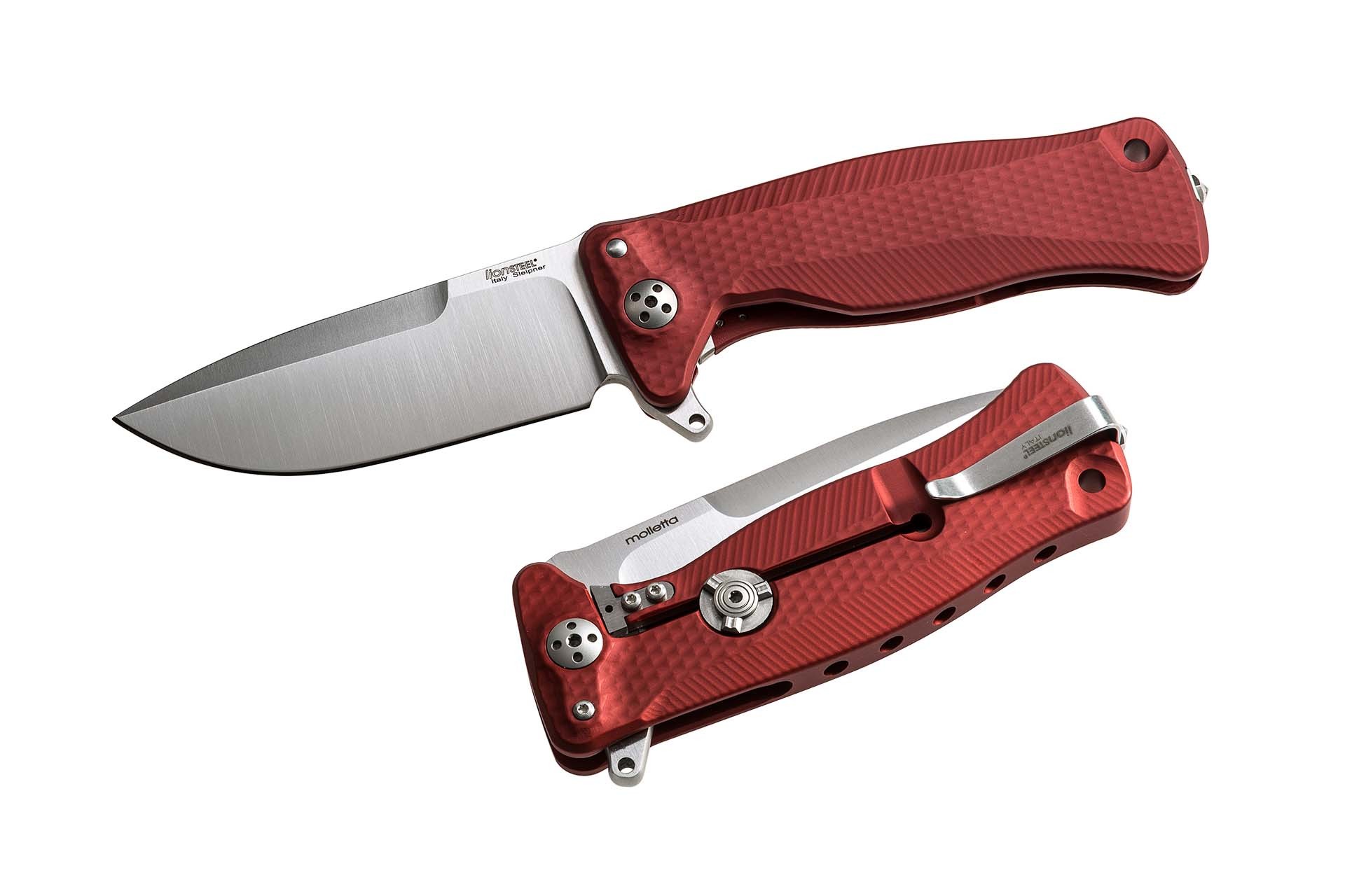 Нож складной LionSteel SR11A RS RED, сталь Uddeholm Sleipner® Satin Finish, рукоять алюминий (Solid®), красный - фото 2