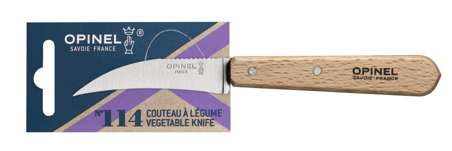 Нож для чистки овощей Opinel №114, деревянная рукоять, нержавеющая сталь, блистер от Ножиков