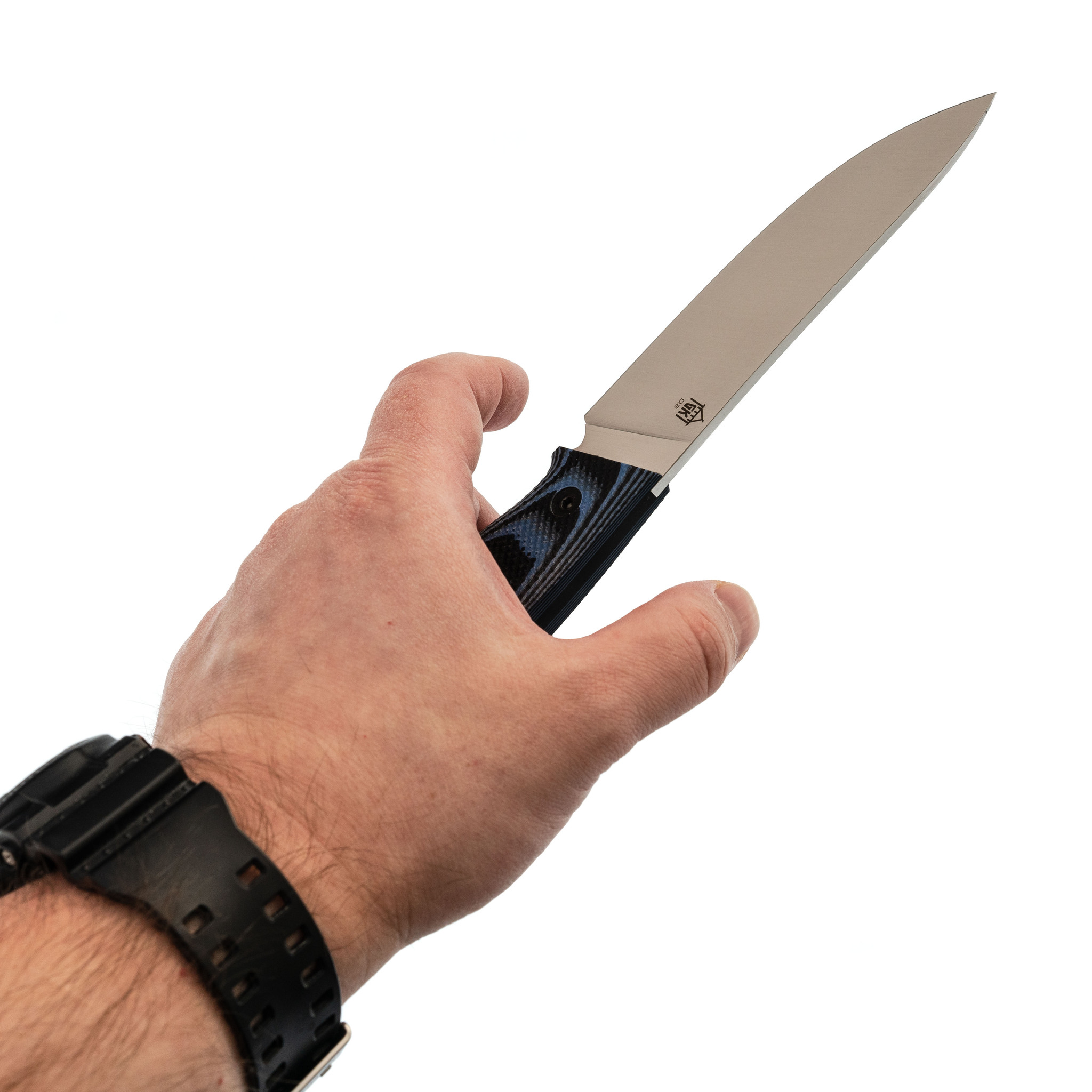 Нож Охотник, сталь D2, рукоять G10 черно-синяя - фото 7