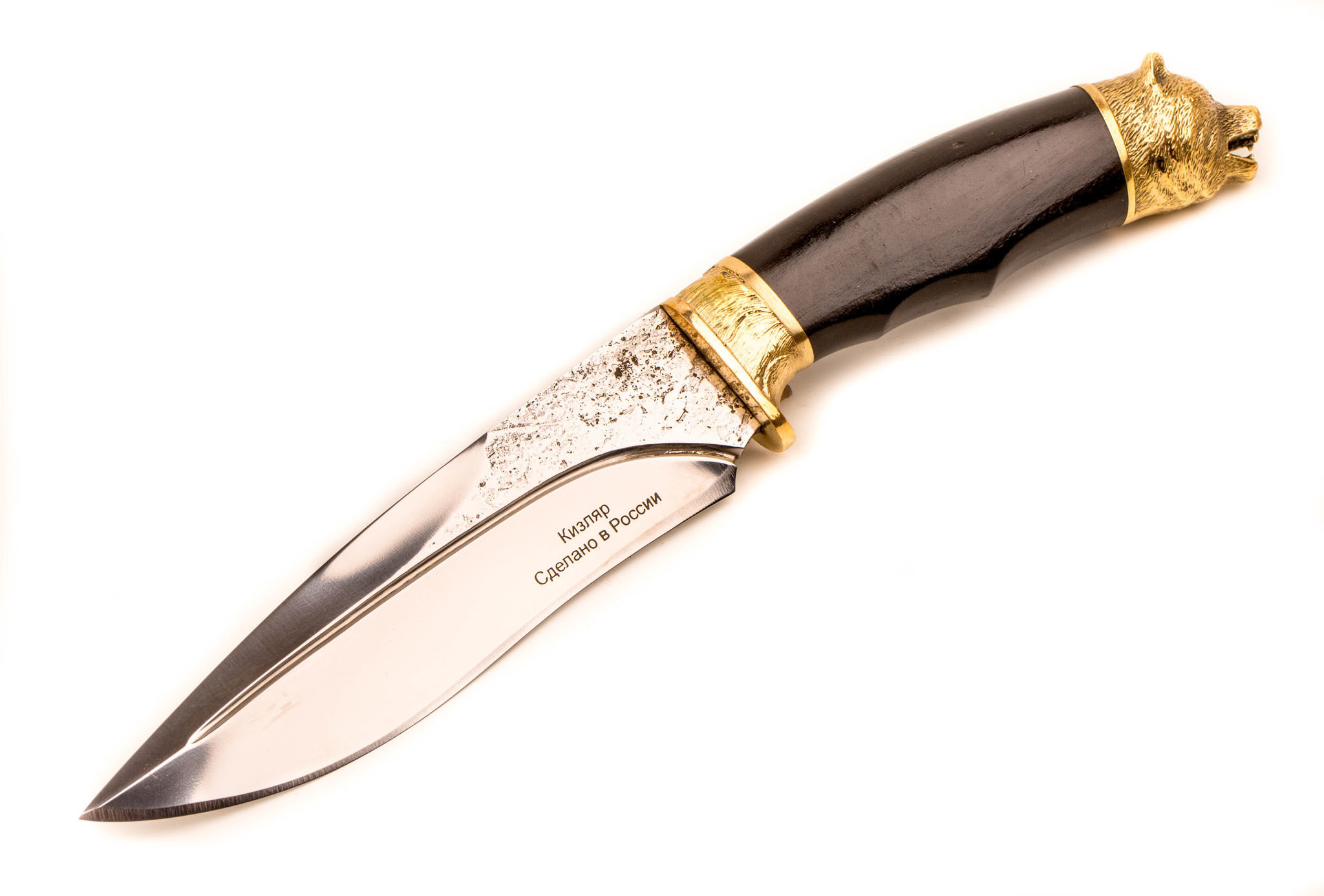 Нож Сафари-1, Кизляр СТО, с головой медведя из стали Х12МФ, граб