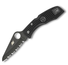 Фото Складной нож Salt 1 - Spyderco C88SBBK, сталь H-1 Black Titanium Nitride Serrated, рукоять термопластик FRN, чёрный