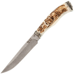 Фото Нож Осётр, литой булат Баранова, кость