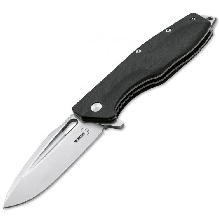 Нож складной Caracal Flipper, Designed by Boris Manasherov, Boker Plus 01BO771, сталь D2 Stonewashed Plain, рукоять стеклотекстолит G10