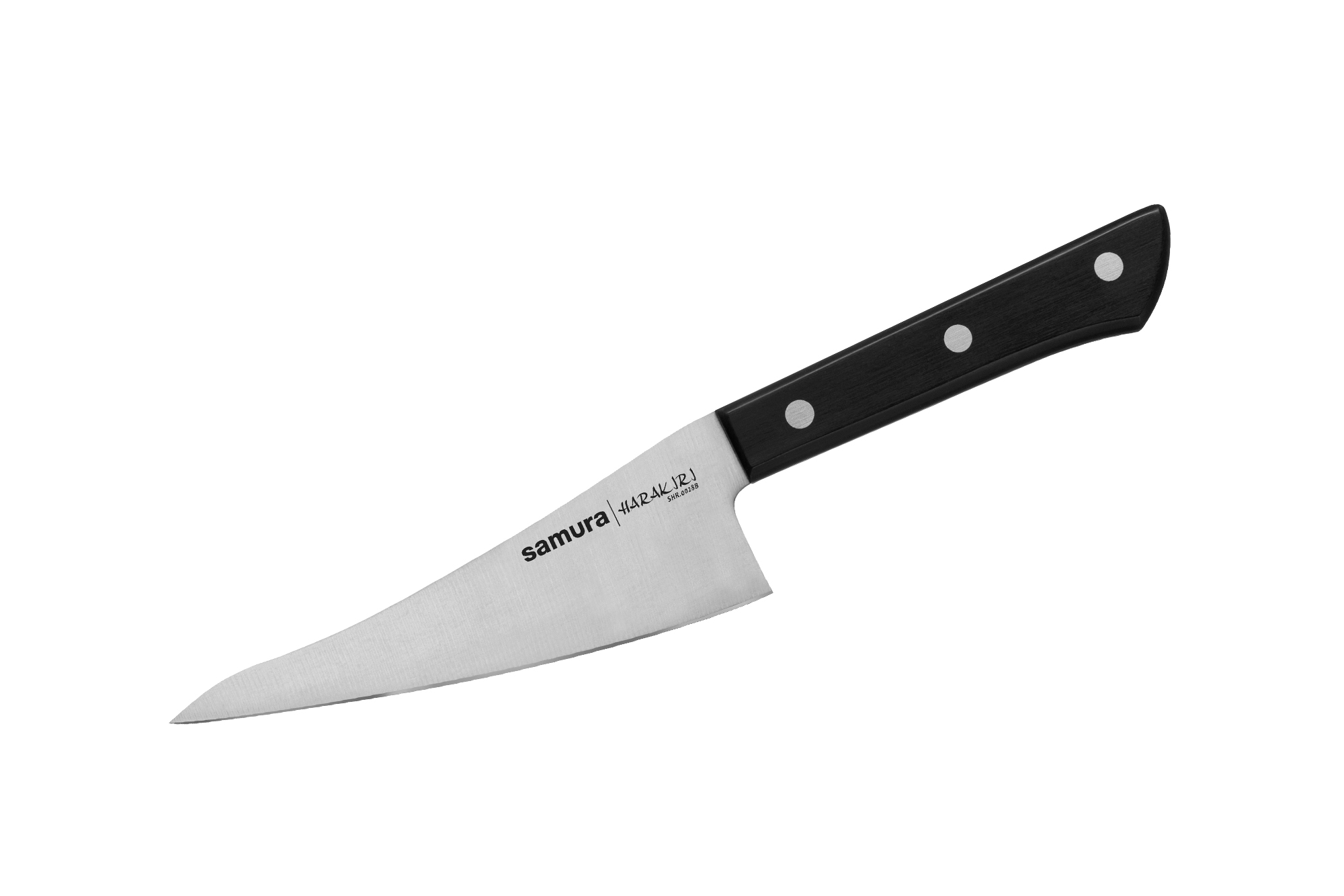 Кухонный нож универсальный Samura Harakiri 146 мм, сталь AUS-8, рукоять пластик, черный нож кухонный samura harakiri гранд шеф 240 мм коррозие стойкая сталь abs пластик