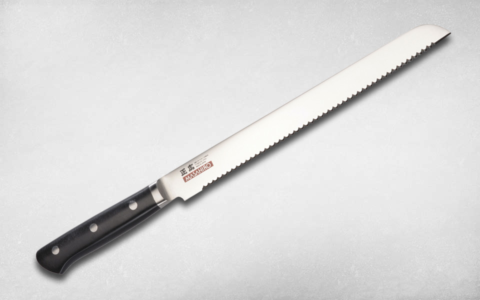 фото Нож кухонный для хлеба masahiro-kasumi 240 мм, masahiro, 14951, сталь mbs-26, углепластик, чёрный