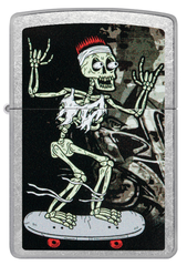 Фото Зажигалка ZIPPO Skateboard Design с покрытием Street Chrome, латунь/сталь, серебристая, 38x13x57 мм