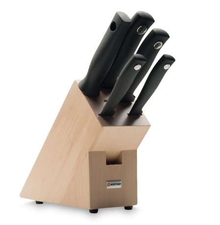 Набор кухонных ножей 4 шт., муссат на деревянной подставке, серия Silverpoint