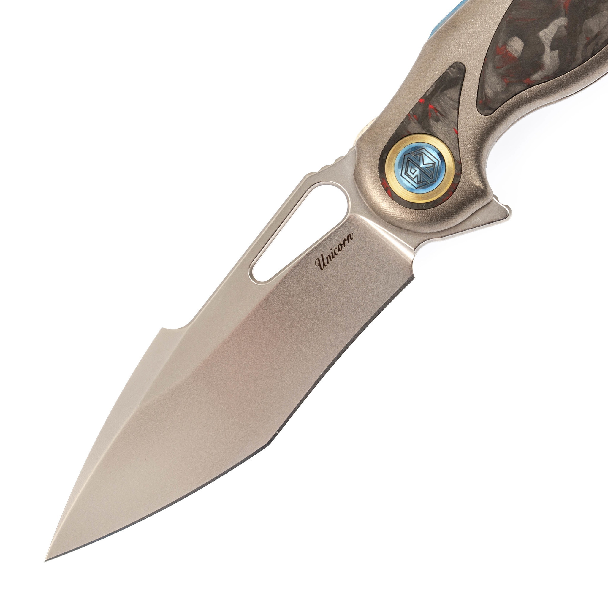 Нож складной Rikeknife Unicorn, сталь M390, Red Carbon - фото 2