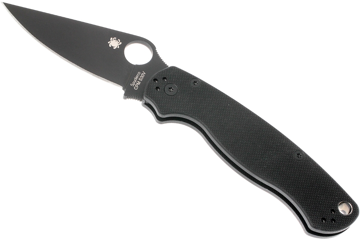 фото Складной нож para military 2 - spyderco 81gpbk2, сталь crucible cpm® s30v™ black dlc-coated plain, рукоять стеклотекстолит g10, чёрный