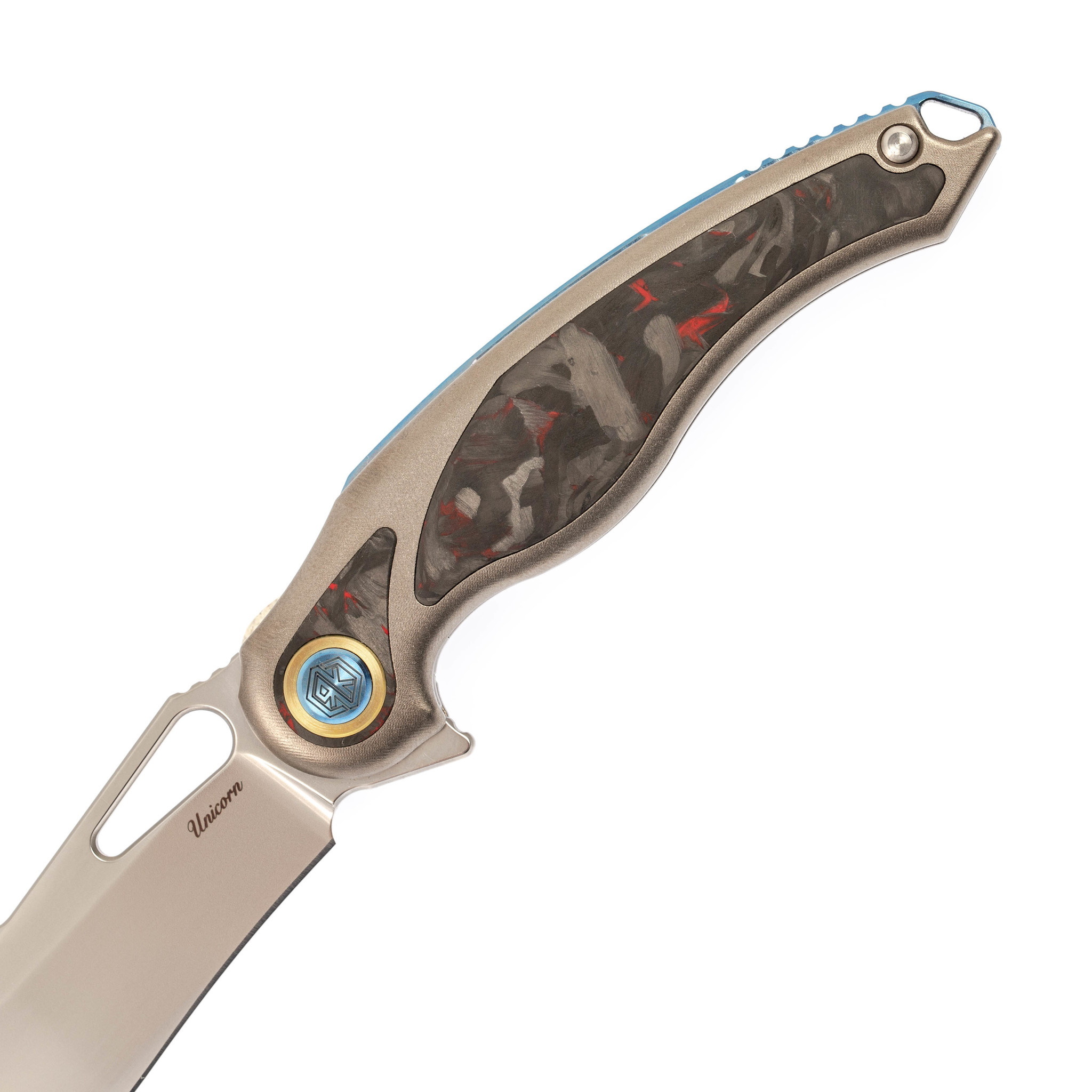 Нож складной Rikeknife Unicorn, сталь M390, Red Carbon - фото 3